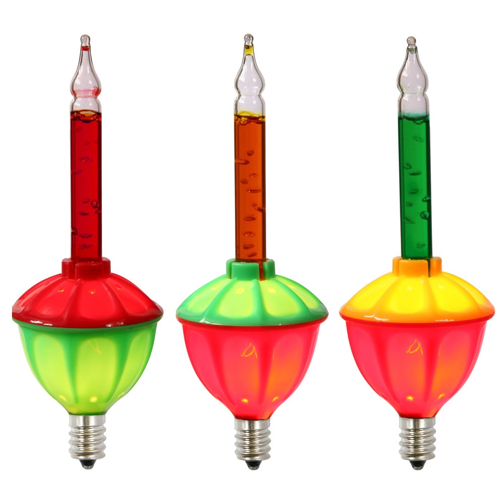 3 Incandescent C7 Multi Color Bubble Light Replacement Bulbs