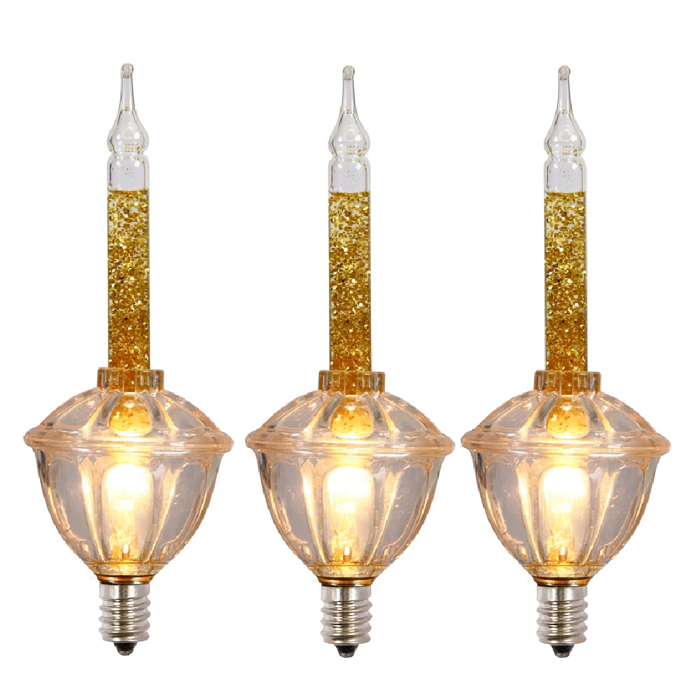 3 Incandescent C7 Gold Bubble Light with Glitter Replacement Bulbs
