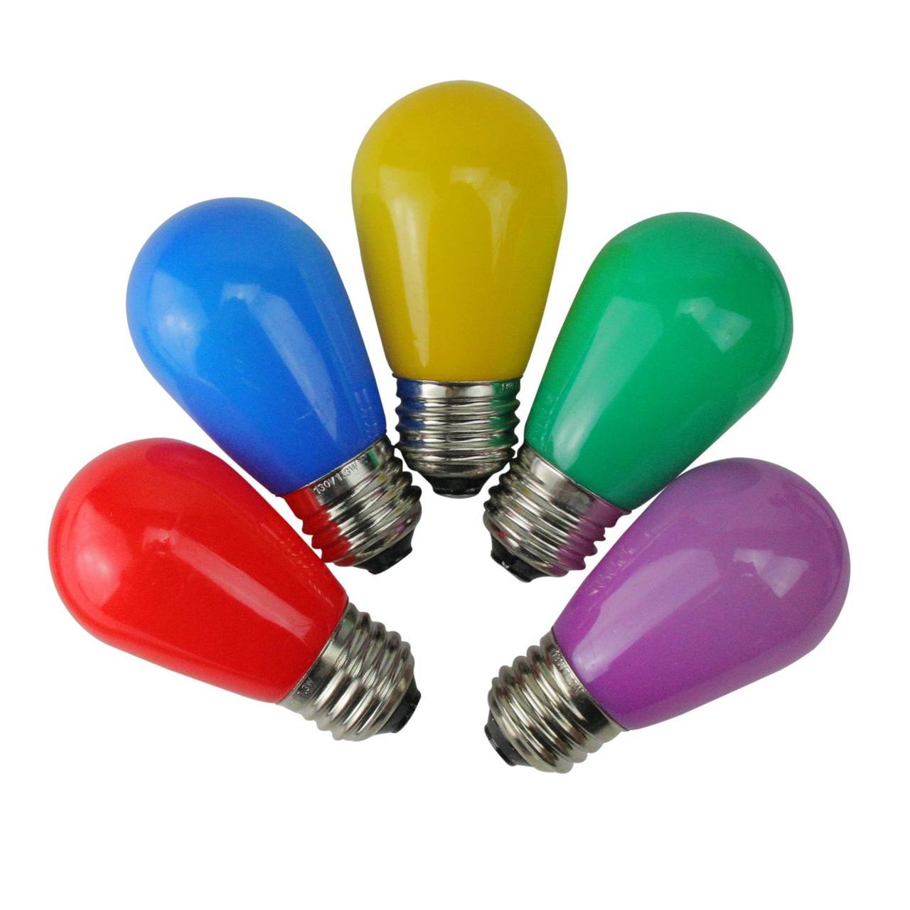 5 LED S14 Patio Ceramic Multi Color Retrofit Replacement Bulbs