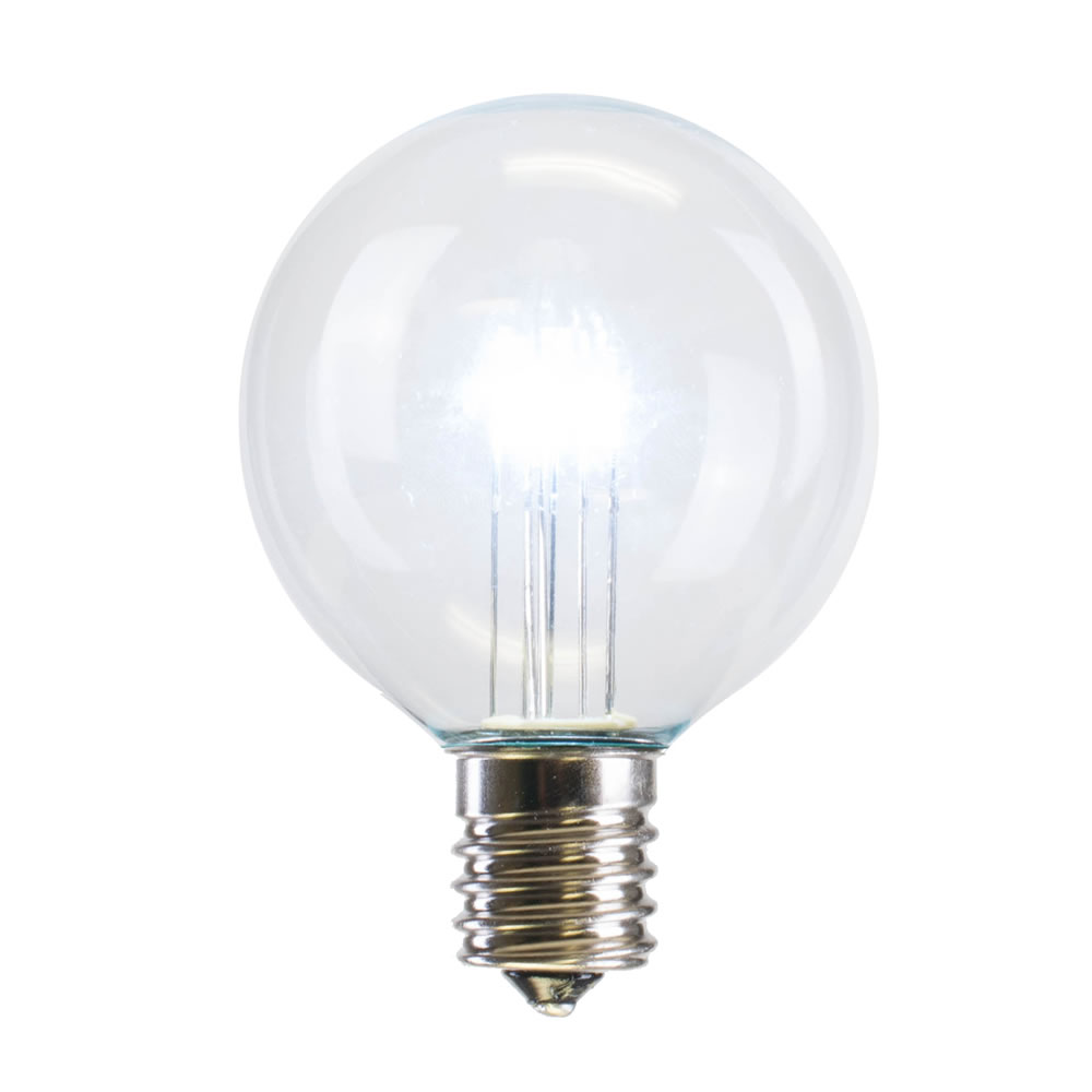 25 LED G50 Globe Cool White Transparent Retrofit C9 E17 Socket String Light Set Replacement Bulbs