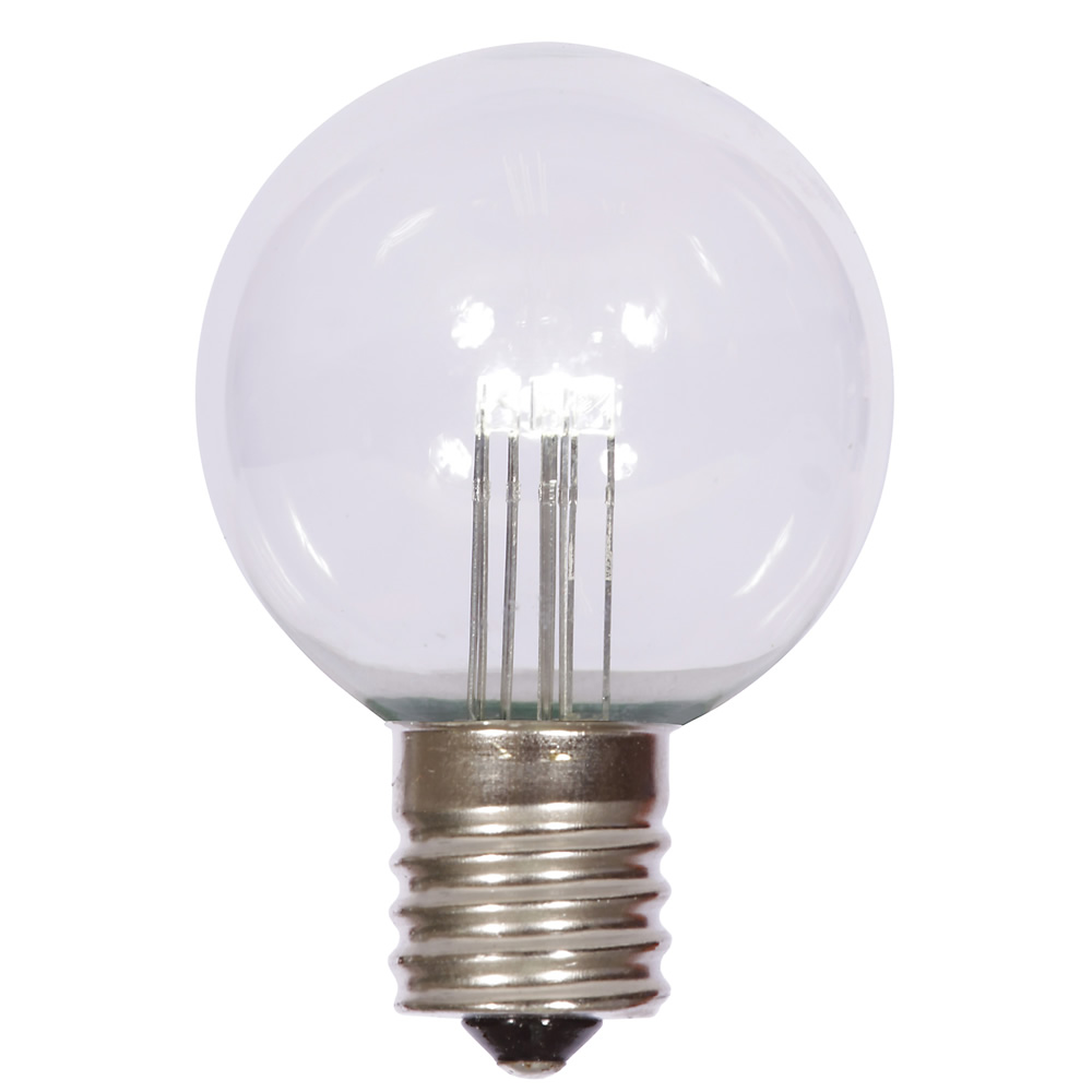LED G50 Globe Pure White Transparent Retrofit C9 E17 Socket String Light Set Replacement Bulbs