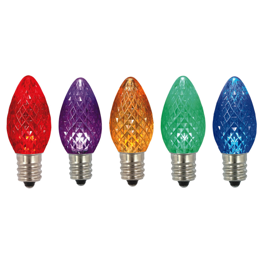 5 LED C7 Multi Color Faceted Retrofit Night Light String Replacement Bulbs