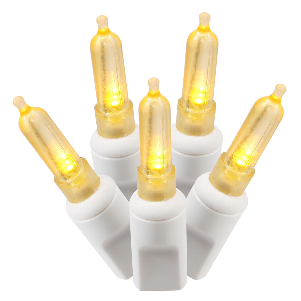100 Commercial Grade LED M5 Italian Smooth Yellow String Mini Light Set White Wire