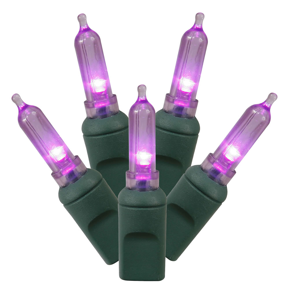 50 Commercial Grade LED M5 Italian Smooth Purple Halloween String Mini Light Set