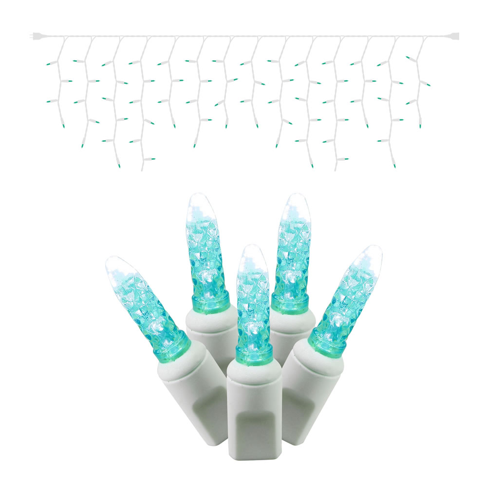 70 Commercial Grade LED Italian M5 Faceted Twinkle Teal Easter String Icicle Light Set White Wire