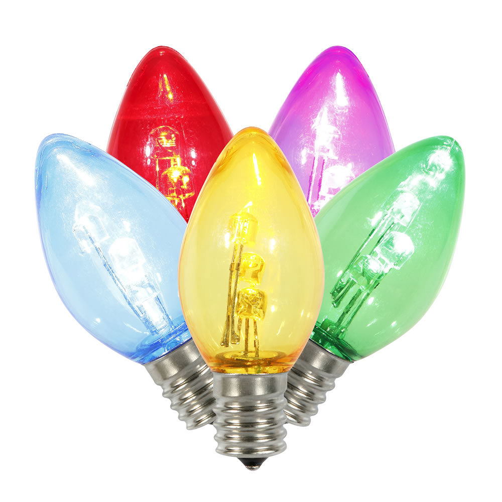 25 C7 LED Multi Color Twinkle Transparent Retrofit C7 E12 Socket String Night Light Replacement Bulbs