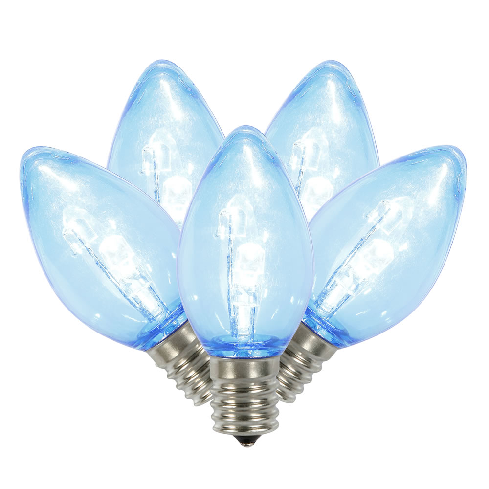 25 C7 LED Blue Twinkle Transparent Retrofit C7 E12 Socket String Night Light Replacement Bulbs
