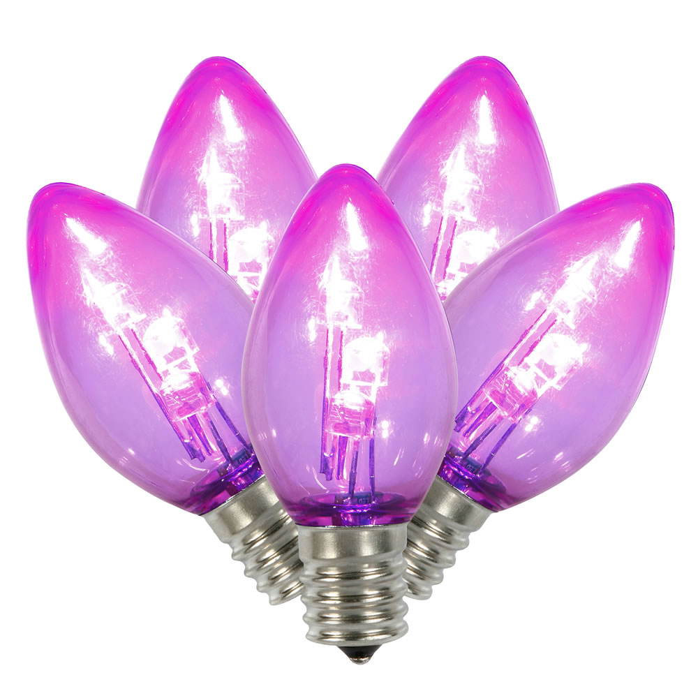 25 C7 LED Purple Twinkle Transparent Retrofit C7 E12 Socket Halloween String Night Light Replacement Bulbs