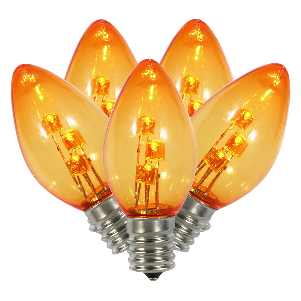 25 C7 LED Orange Transparent Retrofit C7 E12 Socket Halloween String Night Light Replacement Bulbs