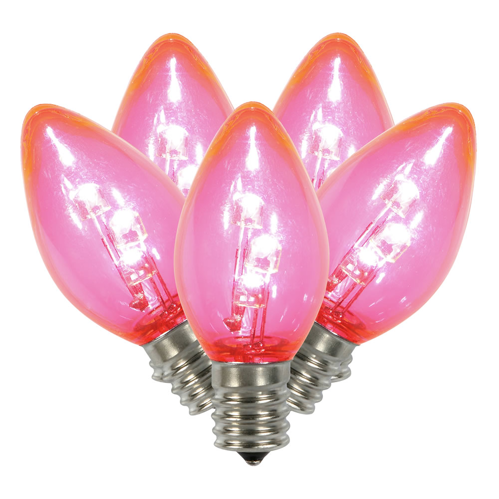 25 C7 LED Pink Twinkle Transparent Retrofit C7 E12 Socket String Night Light Replacement Bulbs