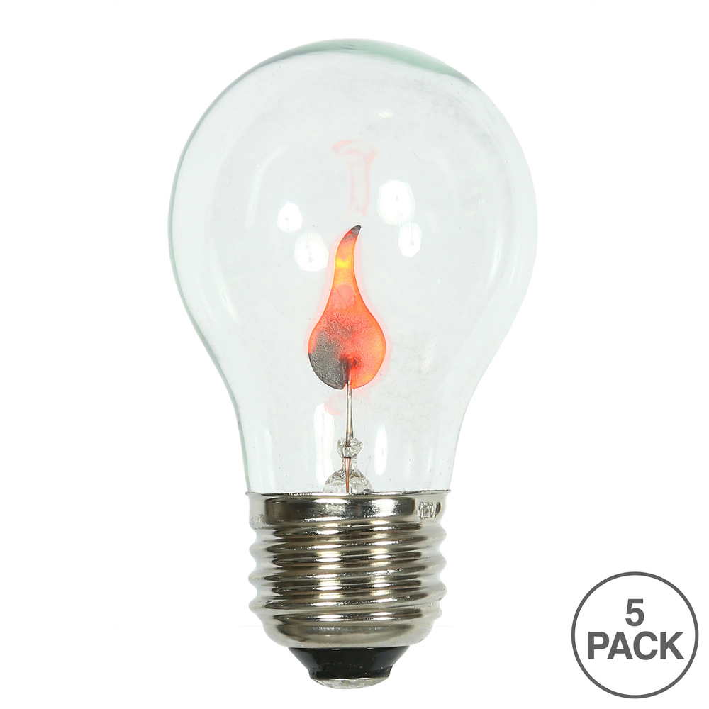 5 Incandescent A19 Clear Flicker Flame E26 Replacement Bulb