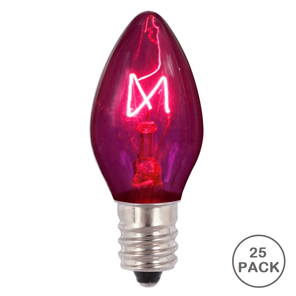 25 Incandescent C7 Purple Transparent Retrofit Night Light Replacement Bulbs