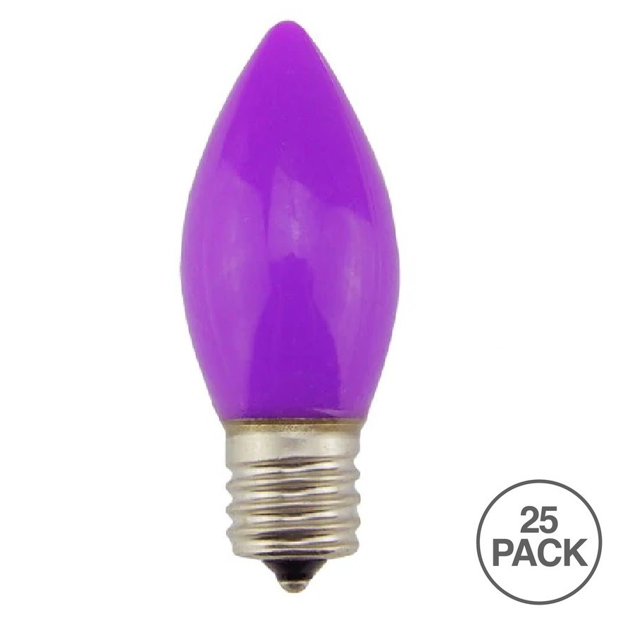 25 Incandescent C9 Purple Ceramic Retrofit Replacement Bulbs