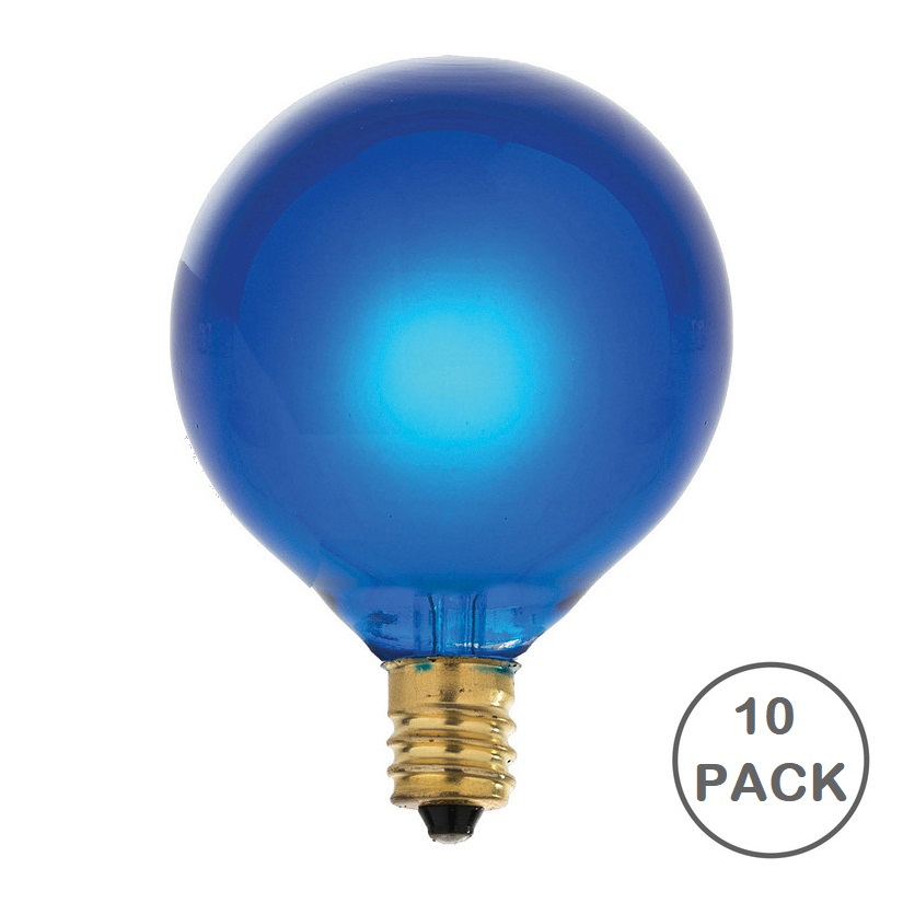 10 Incandescent G50 Globe Blue Retrofit C7 Socket Replacement Bulbs