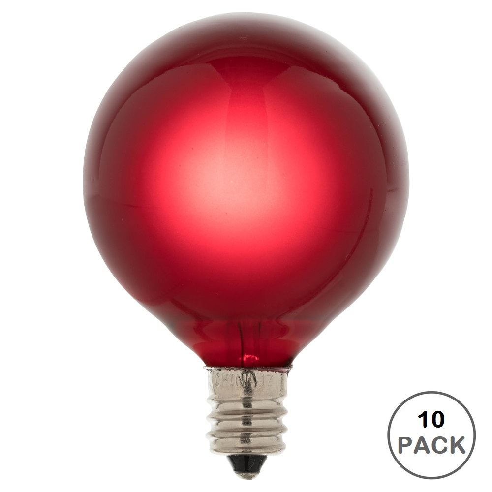 10 Incandescent G50 Globe Red Retrofit C7 Socket Replacement Bulbs