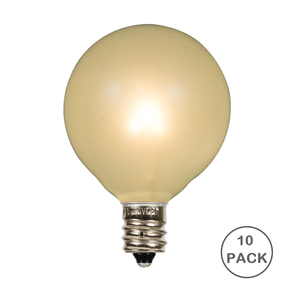 10 Incandescent G50 Globe Pearl White Retrofit C7 Socket Replacement Bulbs