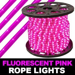 150 Foot Fluorescent Pink Rope Lights 2 Foot Increments