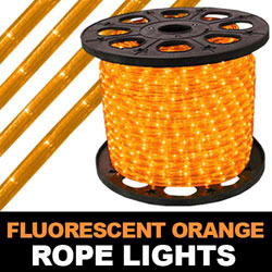 150 Foot Fluorescent Orange Rope Lights 4 Inch Segments
