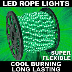 150 Foot LED True Green Mini Rope Lights 3 Foot Increment