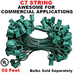 50 Foot C7 Light Socket Spool 18 Gauge White Wire 12 Inch Bulb Spacing