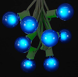 15 Incandescent G50 Globe Satin Blue C7 Socket String Light Set Green Wire