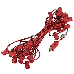 25 Foot C7 Light String 12 Inch Socket Spacing Red Wire