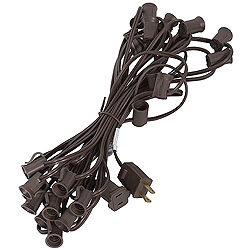 25 Foot C7 Fused Light String 12 Inch Socket Spacing Brown Wire