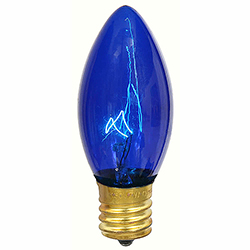 25 Incandescent C9 Blue Transparent Retrofit Traditional Replacement Bulb