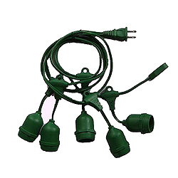 48 Foot S14 Patio Light String With Suspensors 24 Inch Spacing Green Wire