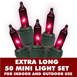 100 Mini Purple Extra Long String Light Set With Lamp Locks Green Wire