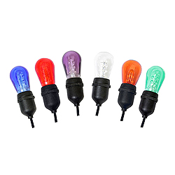 12 LED S14 Patio Transparent Multi Color String Light Set Black Wire