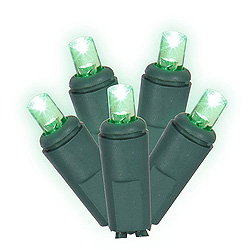 50 Commercial Grade LED 5MM Wide Angle Polka Dot Green Twinkle String Light Set