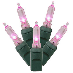 50 Commercial Grade LED M5 Italian Smooth Pink String Mini Light Set