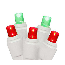 50 Commercial Grade LED Red And Green String Light Set White Wire