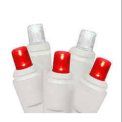 50 Commercial Grade LED 5MM Red And White String Light Set White Wire