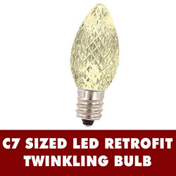 25 LED C7 Warm White Twinkle Faceted Night Light Retrofit Replacement Bulbs