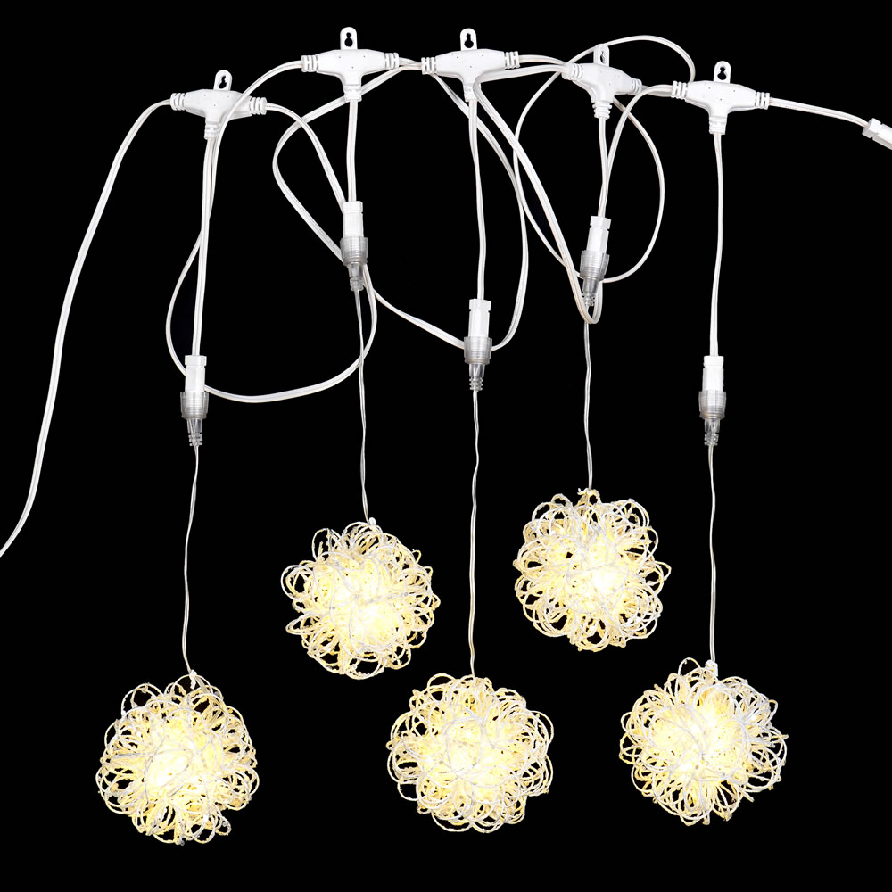 100 LED Micro Icicle White Glitter Vine Ball Warm White String Light Set Lead Wire