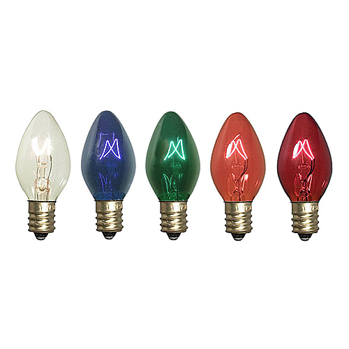 25 Incandescent C9 Multi Color Transparent Retrofit Traditional Replacement Bulbs