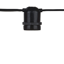 48 Foot S14 Patio Socket Spool Christmas Light Cord 16 Gauge Black Wire 24 Inch Spacing