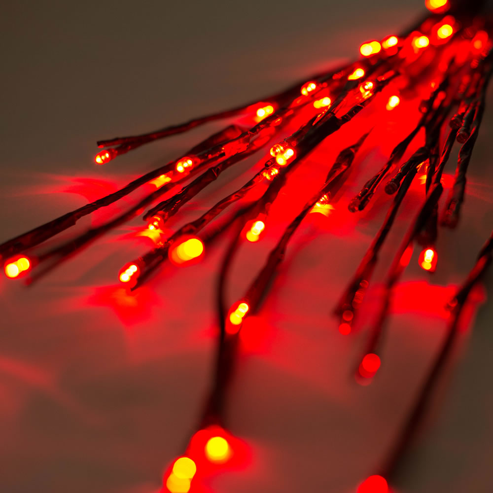 60 LED 5MM Wide Angle Red Twig Lights Brown Wire - 3 per Set