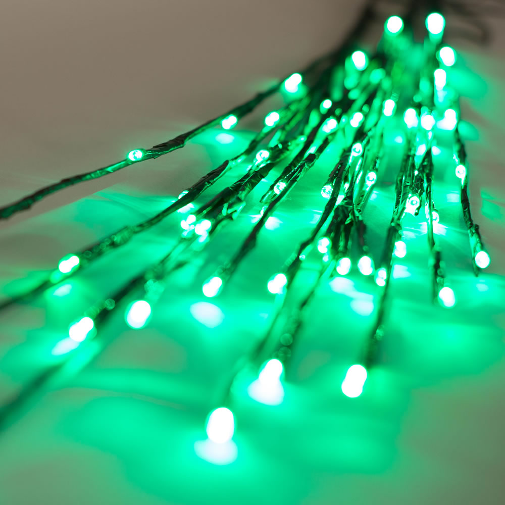 60 LED 5MM Wide Angle Green Twig Lights Brown Wire - 3 per Set