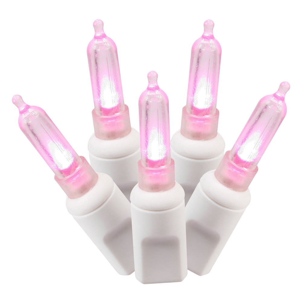 50 Commercial Grade LED Italian M5 Smooth Pink Easter String Mini Light Set White Wire
