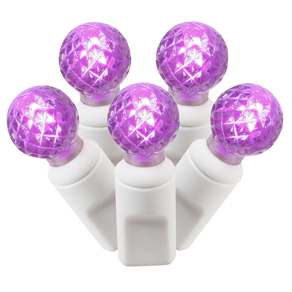 50 Commercial Grade LED G12 Purple Easter String Light Set White Wire