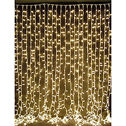 100 LED 5MM Wide Angle Warm White Curtain String Light Set White Wire