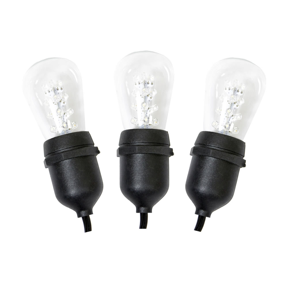 12 LED S14 Patio Transparent Warm White String Light Set Black Wire
